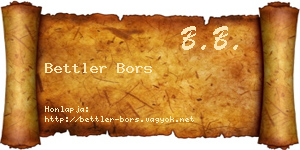 Bettler Bors névjegykártya